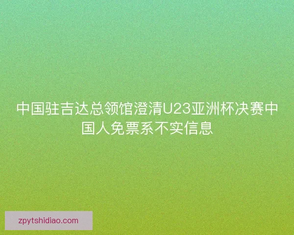 中国驻吉达总领馆澄清U23亚洲杯决赛中国人免票系不实信息