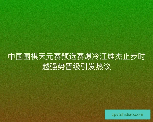 中国围棋天元赛预选赛爆冷江维杰止步时越强势晋级引发热议